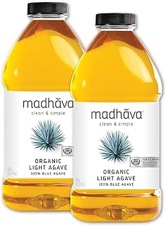 MADHAVA Organic Light Agave, 100% Pure Blue Nectar | Sugar Alternative | Vegan | Non GMO | Natural Liquid Sweetener, 46 Oz. (Pack of 2)