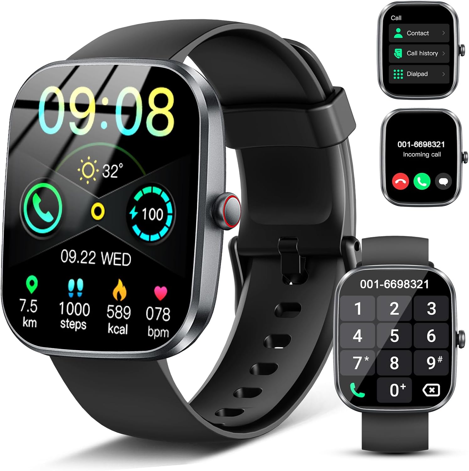 Smart Watch, 2025 HD 1.91" Bluetooth 5.4 Calling Smartwatch for Men Women, Heart Rate/Sleep/SpO2 Monitor, 115+ Sports Fitness Activity Trackers, IP68 Waterproof Step Counter for Android iOS Phone