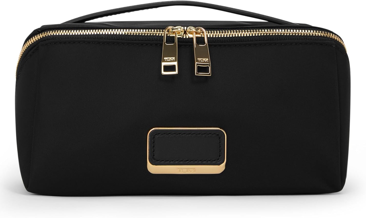 TUMI - Voyageur Dallas Cosmetic Bag - Lay-Flat Travel Makeup Organizer - Packable Travel Bag - Black with Gold Hardware