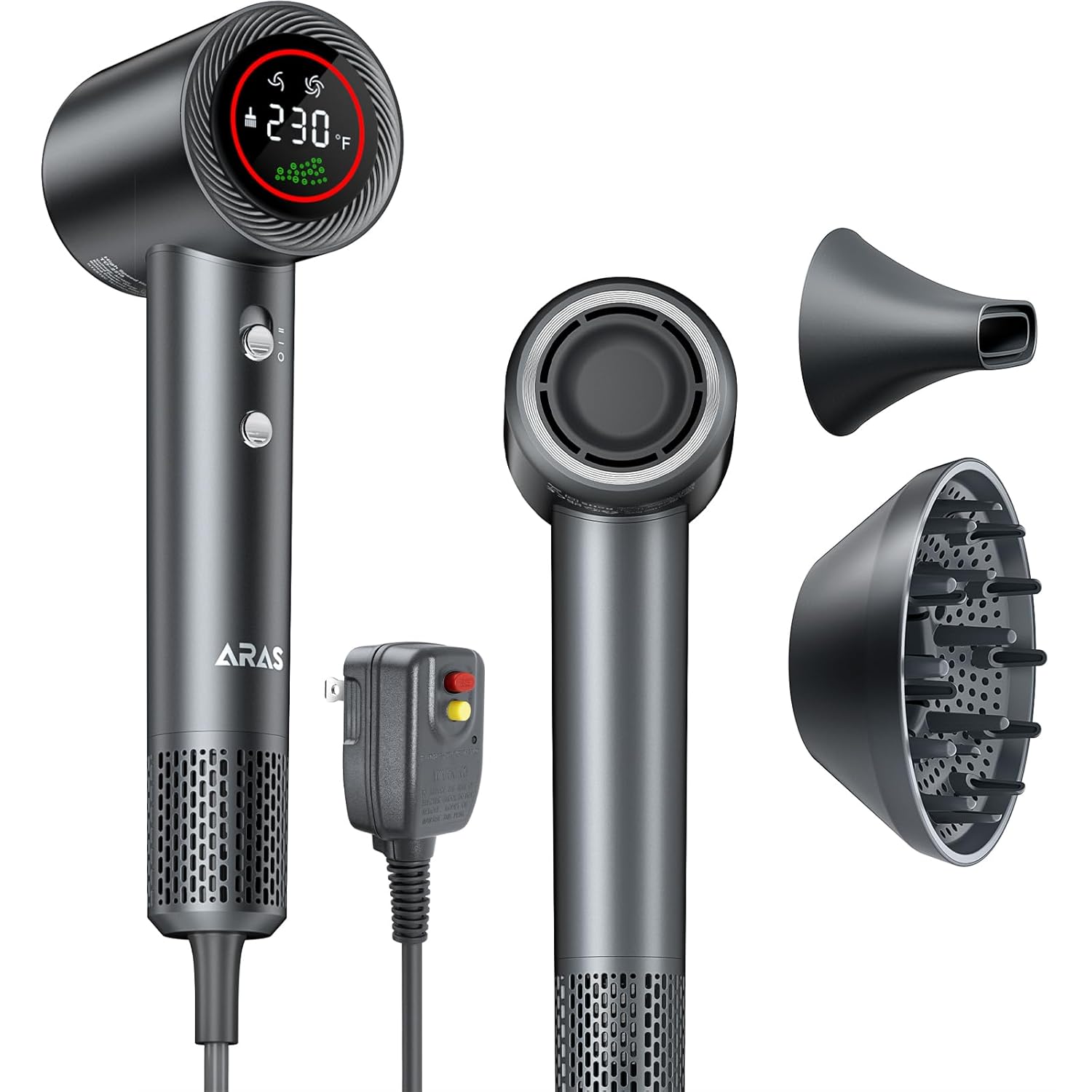 Hair Dryer, Negative Ionic Blow Dryer with 160, 000 RPM Professional High-Speed Blow Dryer, Brushless Motor for Fast Drying, Low Noise Thermo-Control Hairdryer with Magnetic Nozzle