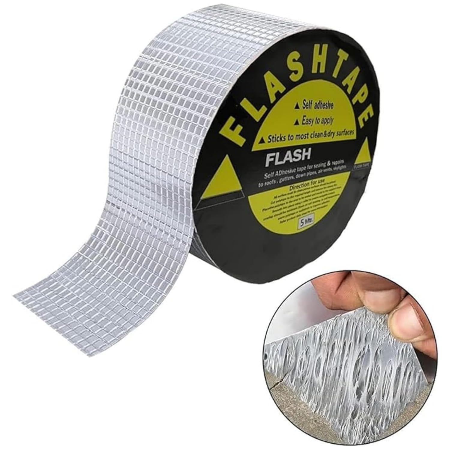 2012 Butyl Tape Waterproof, Butyl Sealant Tape, Roof Repair Tape, Silver Aluminum Tape for Pipe/Metal/RV Awning/Roof Leak/Window Seal/Boat, Outdoor Use, 50mm (W) x 5m (L)