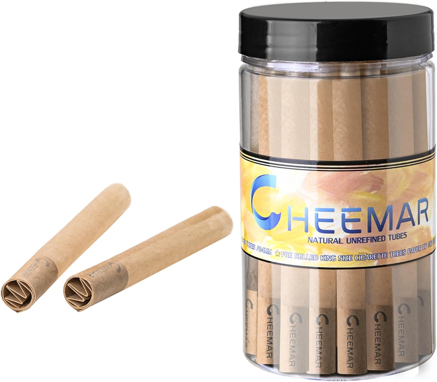 CHEEMAR Unbleached Cigarette Tubes, 84mm Classic Filter Tubes, Easy Draw, Natural Smooth Taste, 30 Count
