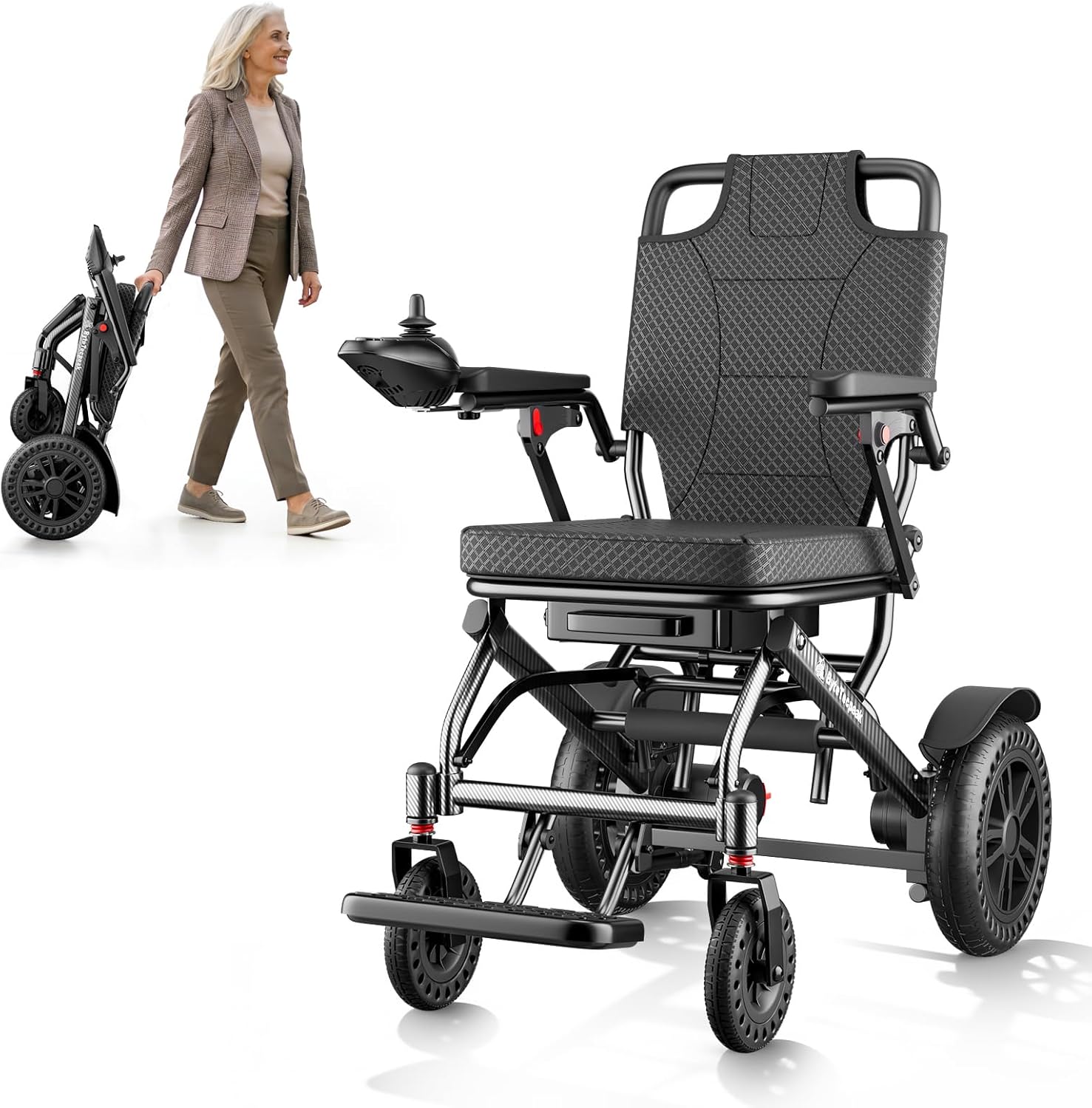 D14 Folding Electric Wheelchair for Adults,12Ah Removable Lithium Battery