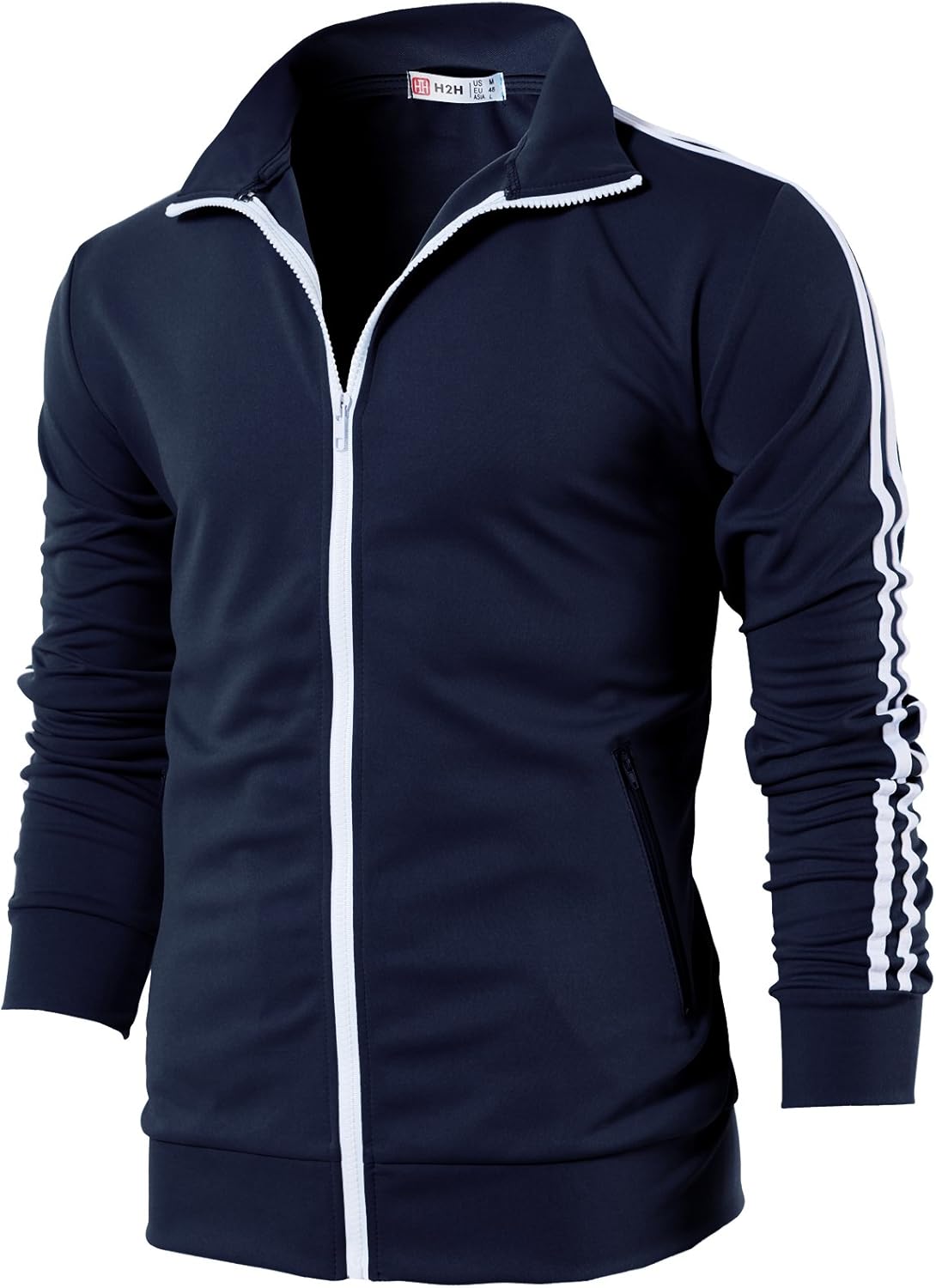 H2H Mens Active Slim Fit Track Lightweight Jacket Zip-up Long Sleeve