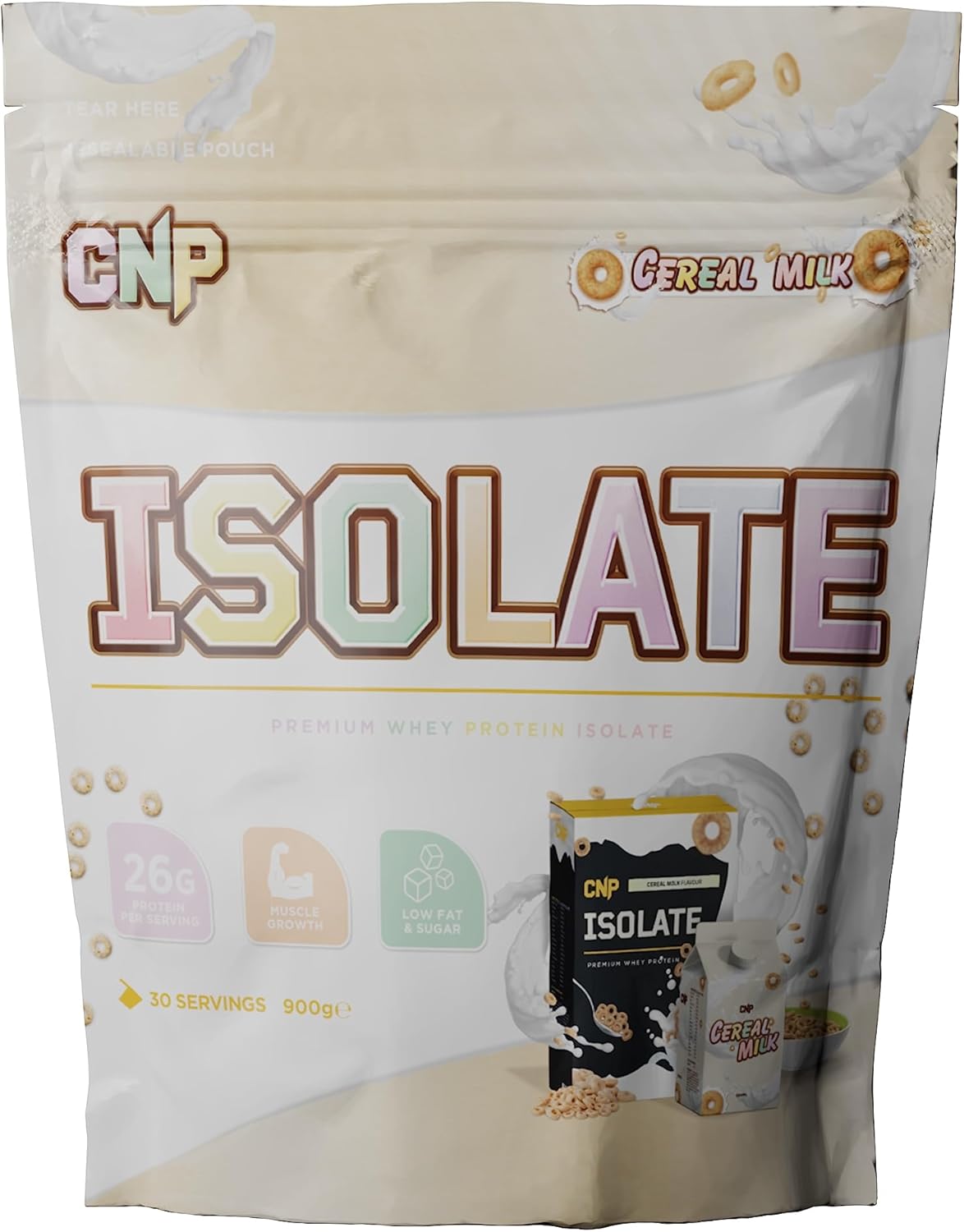 CNP Professional Isolate, Premium Whey Protein Isolate, 26g Protein, 1.8kg & 900g, 60/30 Servings, 6 Great Tasting Flavours, Vegetarian (Cereal Milk, 900g)