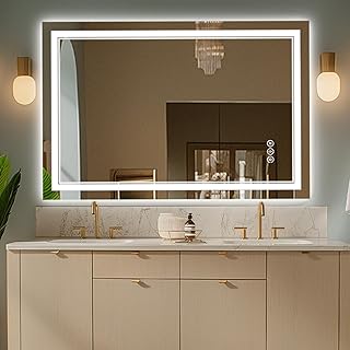 40x38 Inch Led Mirror for Bathroom - 3 Colors, Dimmable, CRI 90+ Front and Backlit Lighted Bathroom Mirror, Upgraded Tempered Glass, Enhanced Anti-Fog, Memory Function, ETL Listed