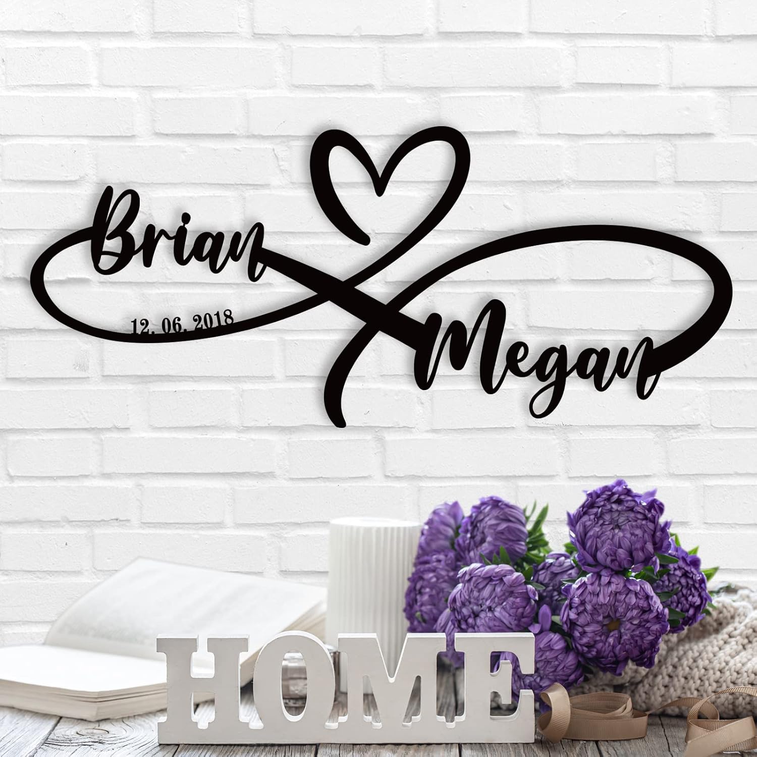Custom Infinity Metal Sign, Infinity Heart Wall Decor Love Sign Plaque, Anniversary Valentines Day Gifts, Couple Name Sign, Wedding sign(16"-36")