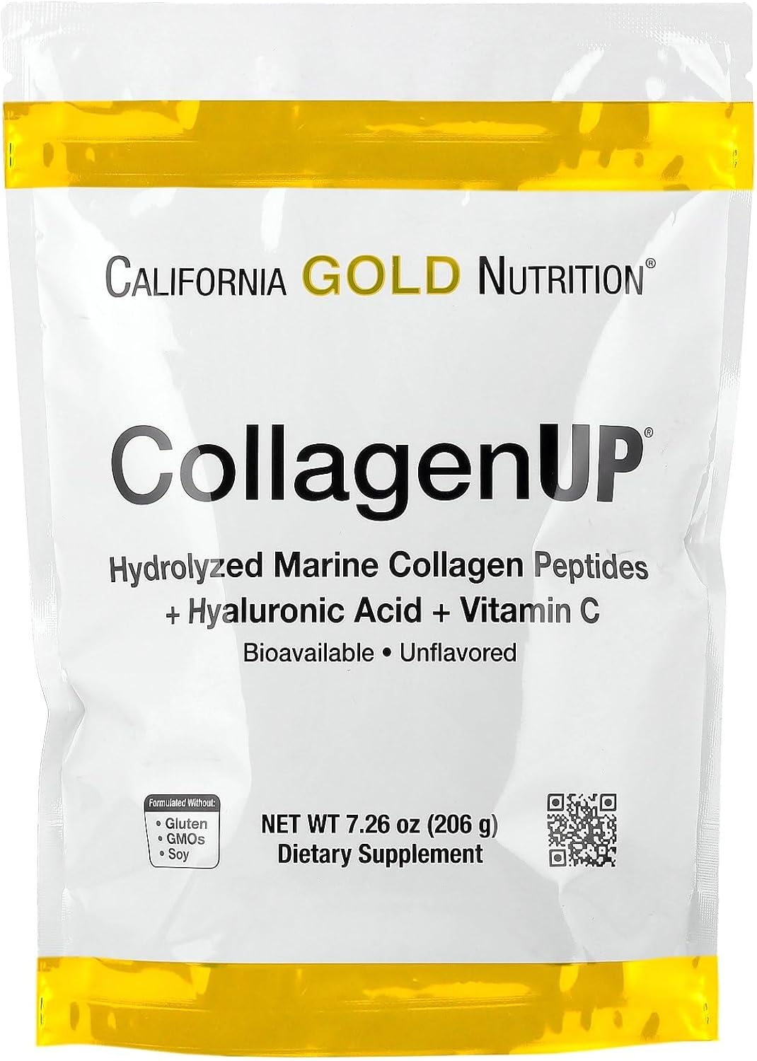 California Gold Nutrition CollagenUP®, Hydrolyzed Marine Collagen Peptides with Hyaluronic Acid and Vitamin C, Unflavored, 7.26 oz (206 g)