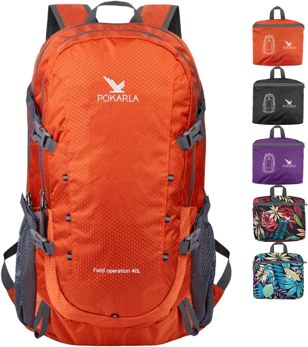 POKARLA 40L Foldable Rucksack Travel Hiking Folding Outdoor Backpack