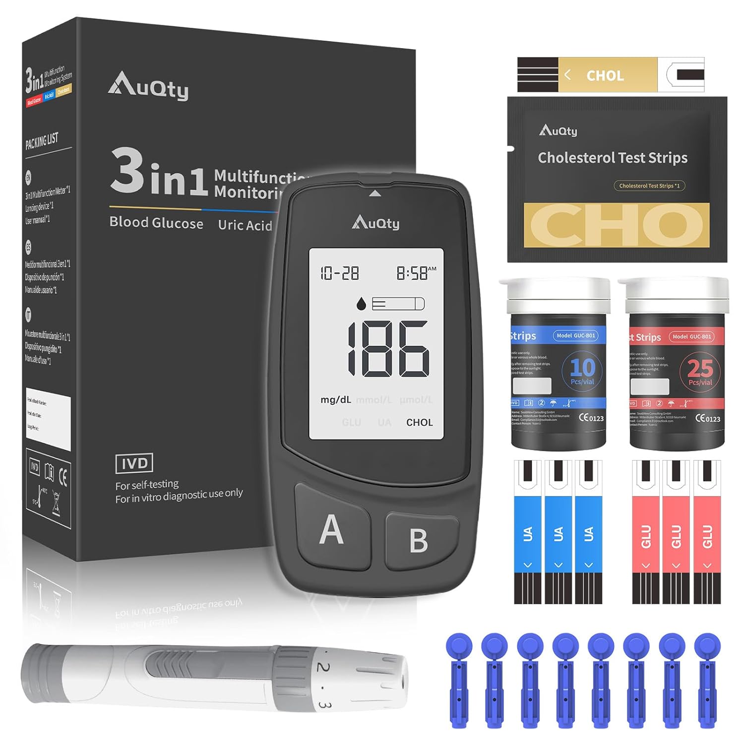 Cholesterol Test Meter With Test Strip For Home Use