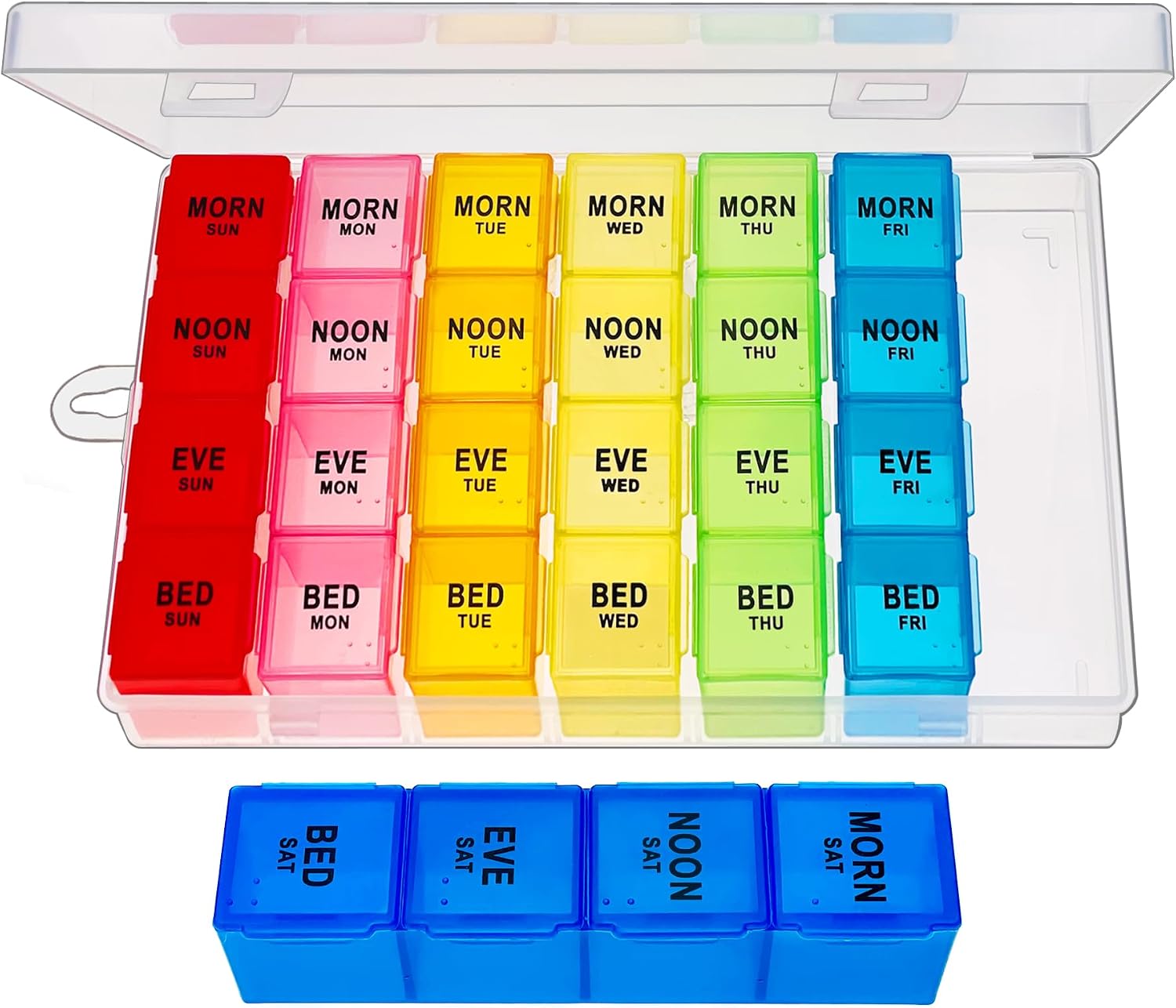 ZVZM Large Pill Organiser - 7 Day, 4 Times a Day, Tablet Organiser, Medicine Storage, Medication Organizer, Dosette Box, Daily Weekly Pill Box Case for Fish Oil/Vitamin