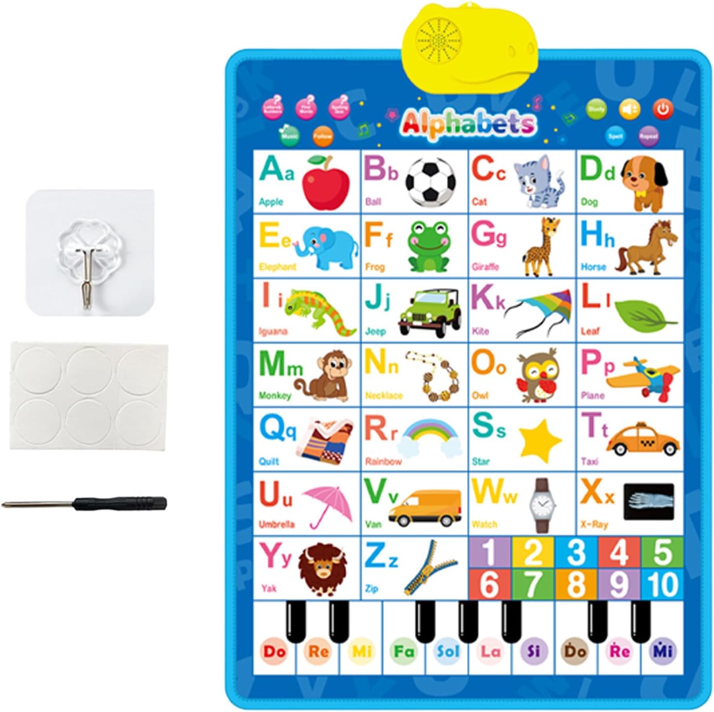 Electronic Alphabet Wall Chart – Interactive Learning Poster, Sound-Based Letter Guide | Musical Speech Education Toy, Talking Alphabet Chart for for Nursery Learning Wall, Kids’ Playroom