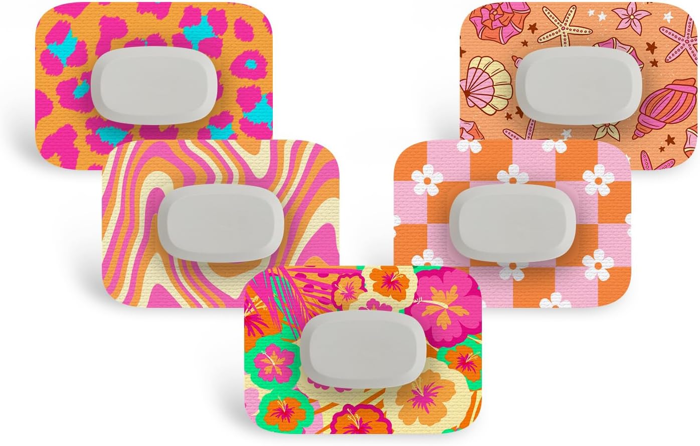 CGM Patches - Premium Adhesive Sensor Covers for Libre, Dexcom, Medtronic, Glucose Monitors - Sassy Summer Patch Pack (GlucoRX Aidex, 10-Pack)