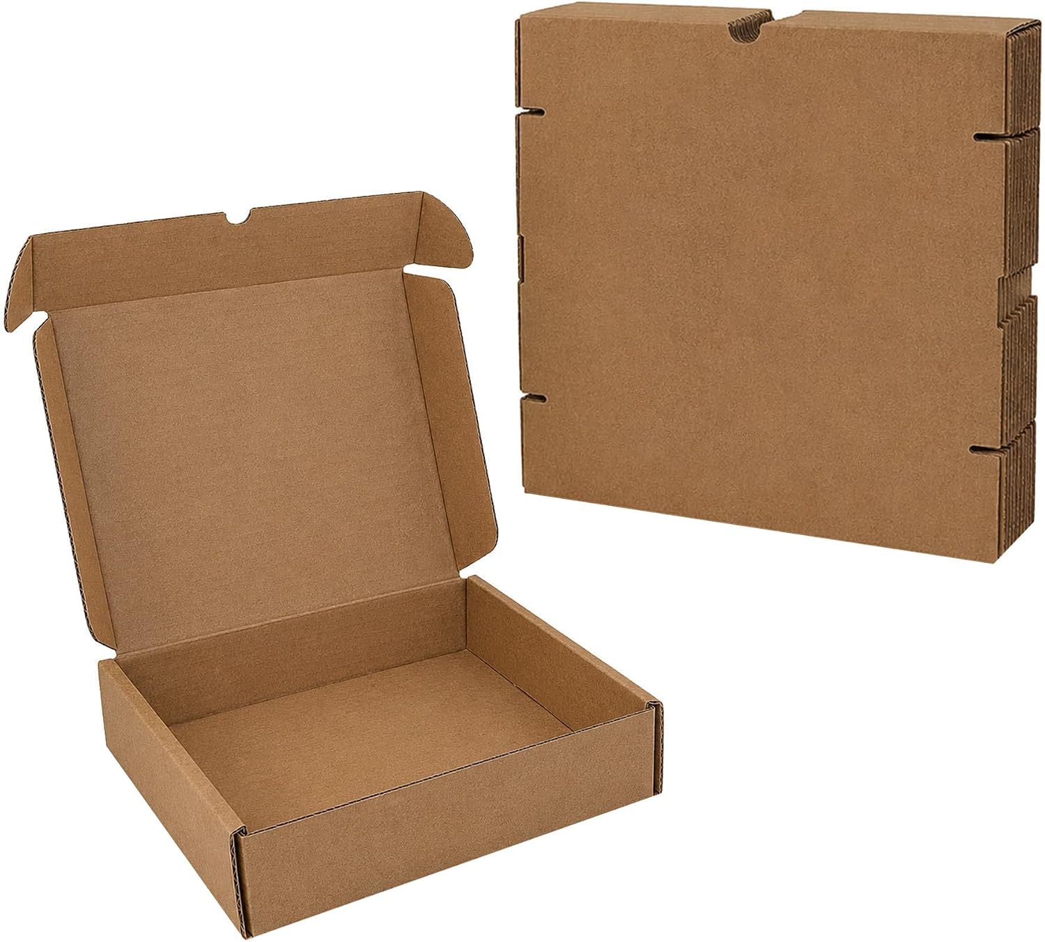 iDEALS UK PACKAGING LTD Folding Lid Self Locking Postal Strong Cardboard Boxes - Internal Size 250 x 250 x 75mm (10''x10''x3'') Small Parcel Size Tuckin Flaps - Easy to Assemble & 100% Recyclable