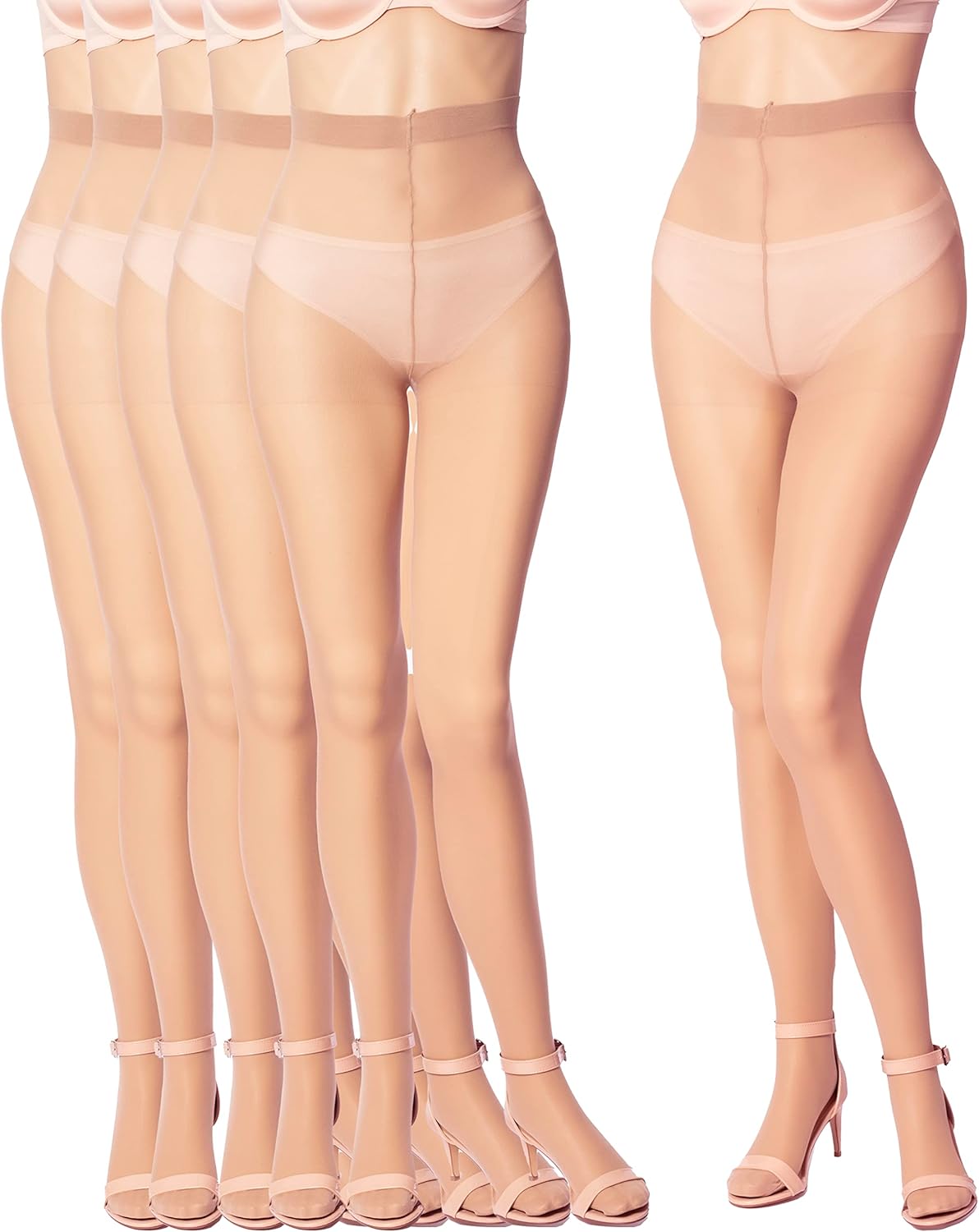 Leamel 6 Pairs 15 Denier Matt Sheer Ladder Resistant Tights
