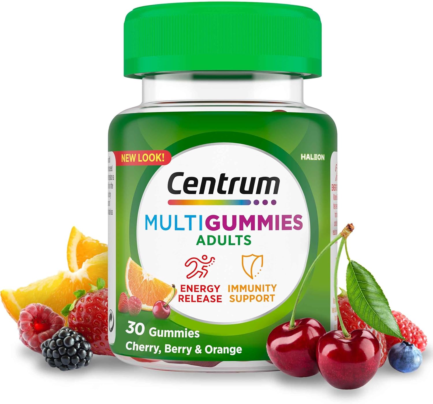 Centrum MultiGummies, Gummy Multivitamins for Adults with Cherry, Berry & Orange Natural Fruit Flavouring, Includes essential vitamins D, B12 & C, 30 ct