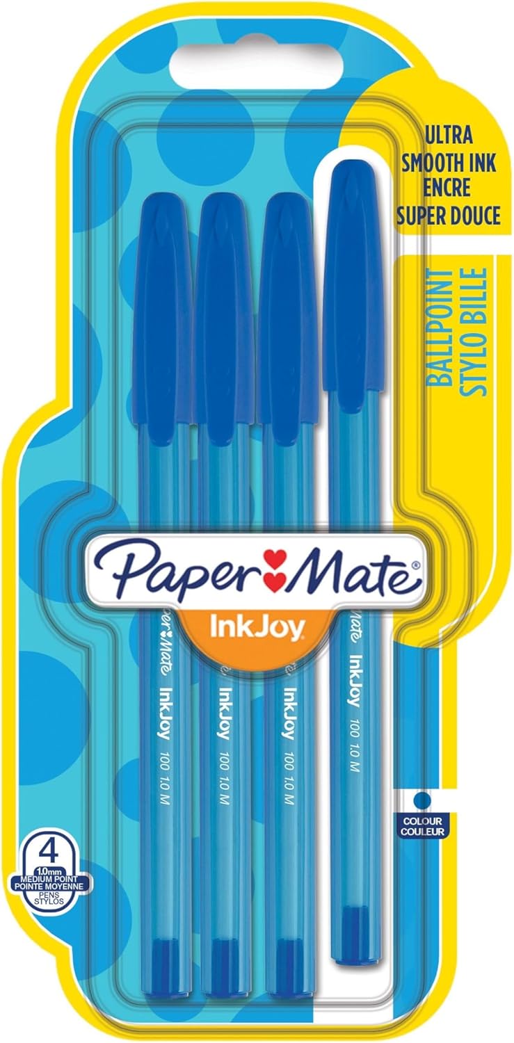 Paper Mate 1956711 Inkjoy 100 Fineliner Pen - Blue (Pack of 4)