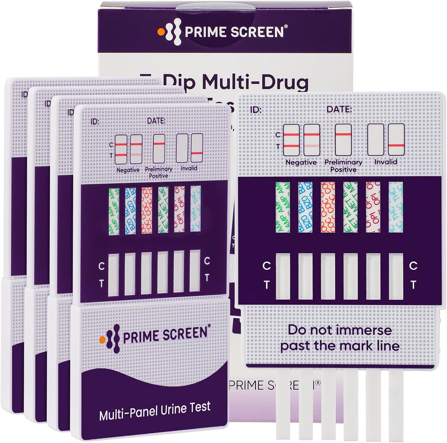 PrimeScreen Drug Testing Kits Drug Tests 5 Pack 6 in 1 Drug Test for Cannabis Cocaine Opiates Methamphetamine Amphetamines Benzodiazepines