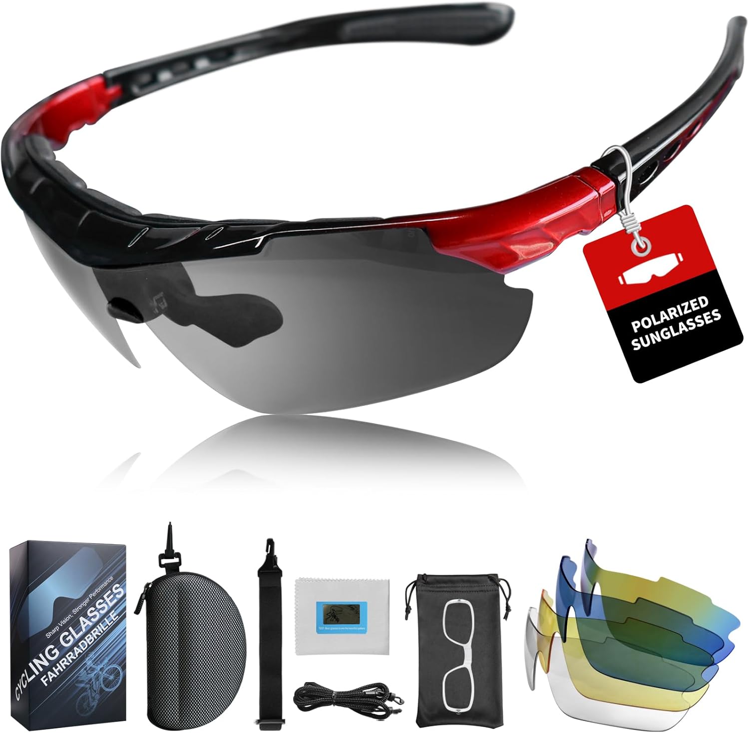 Running Sunglasses - Polarized Cycling Glasses for Men Women, UV400 Protection Sports Sunglasses, Ultralight Ski Goggles for Driving, Motorcycle, Hiking, Fishing, Golf