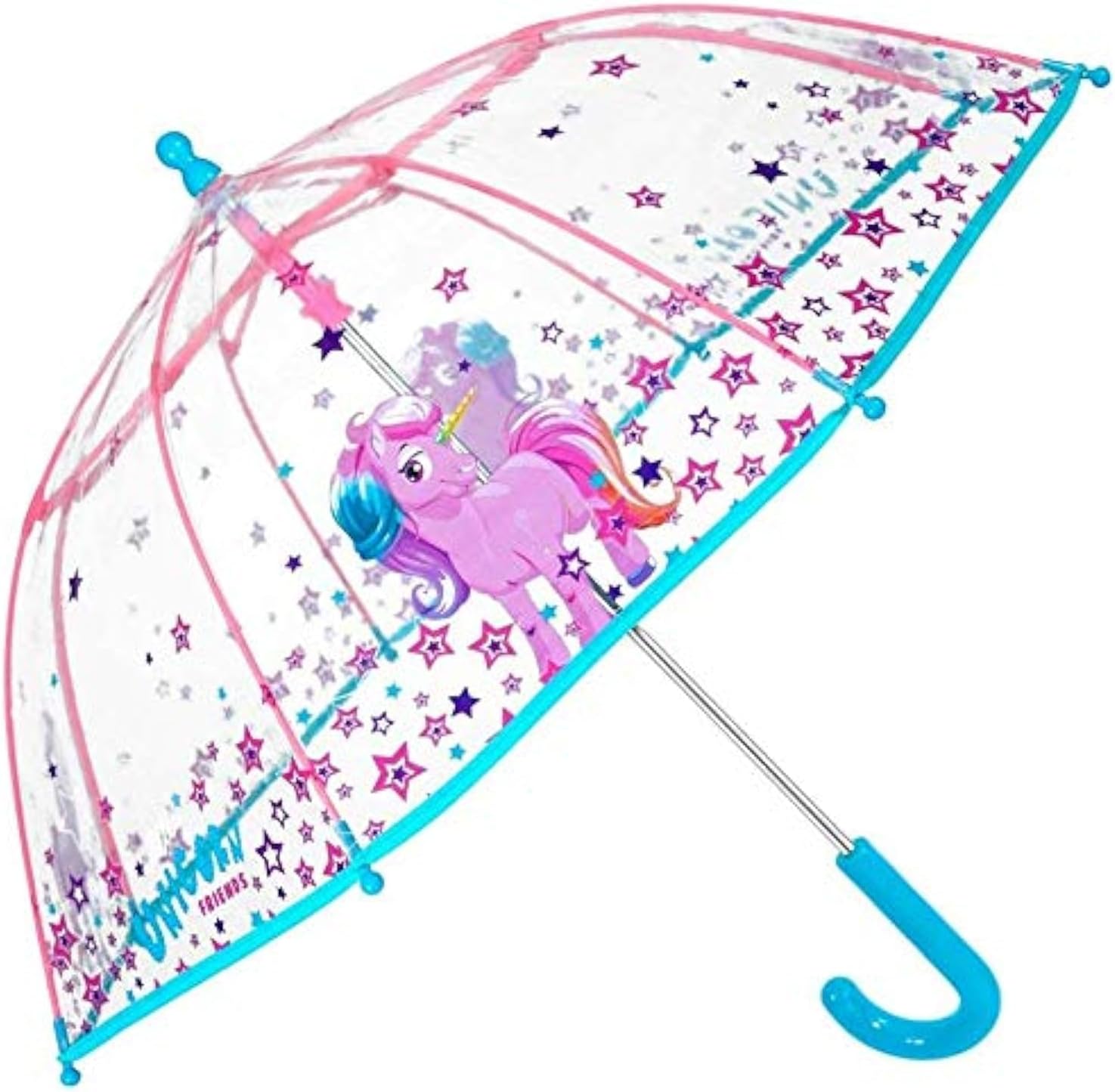 Ram Stores Unicorn Kids Umbrella - Bubble Stick Umbrella for Girls - Windproof and Resistant Dome Brolly - Safety Opening - 3 to 6 Years - Transparent - Diameter 64 cm Cool