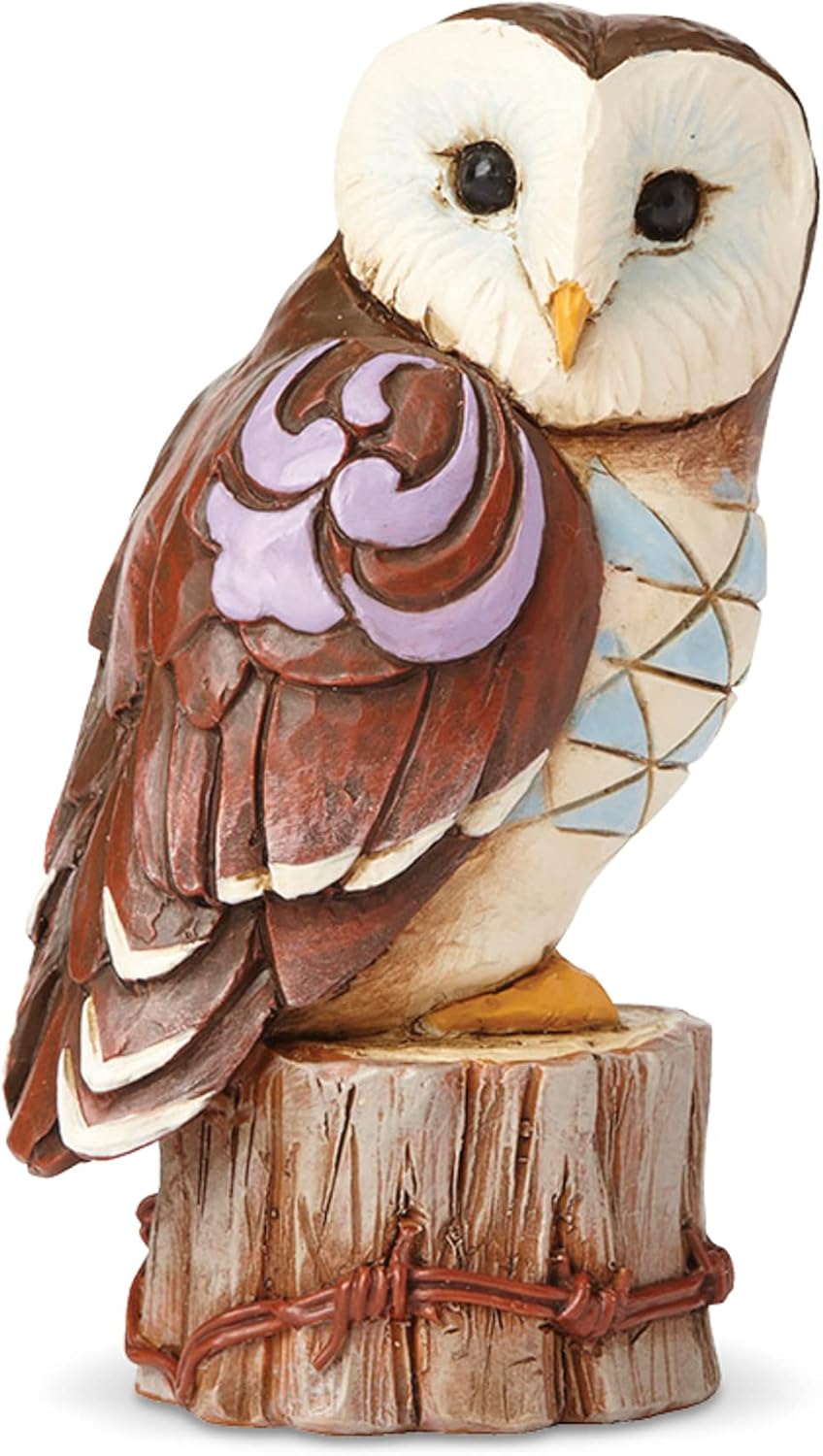 Enesco Jim Shore Heartwood Creek Owl on Tree Stump Miniature Figurine, 3.5 Inch, Multicolor