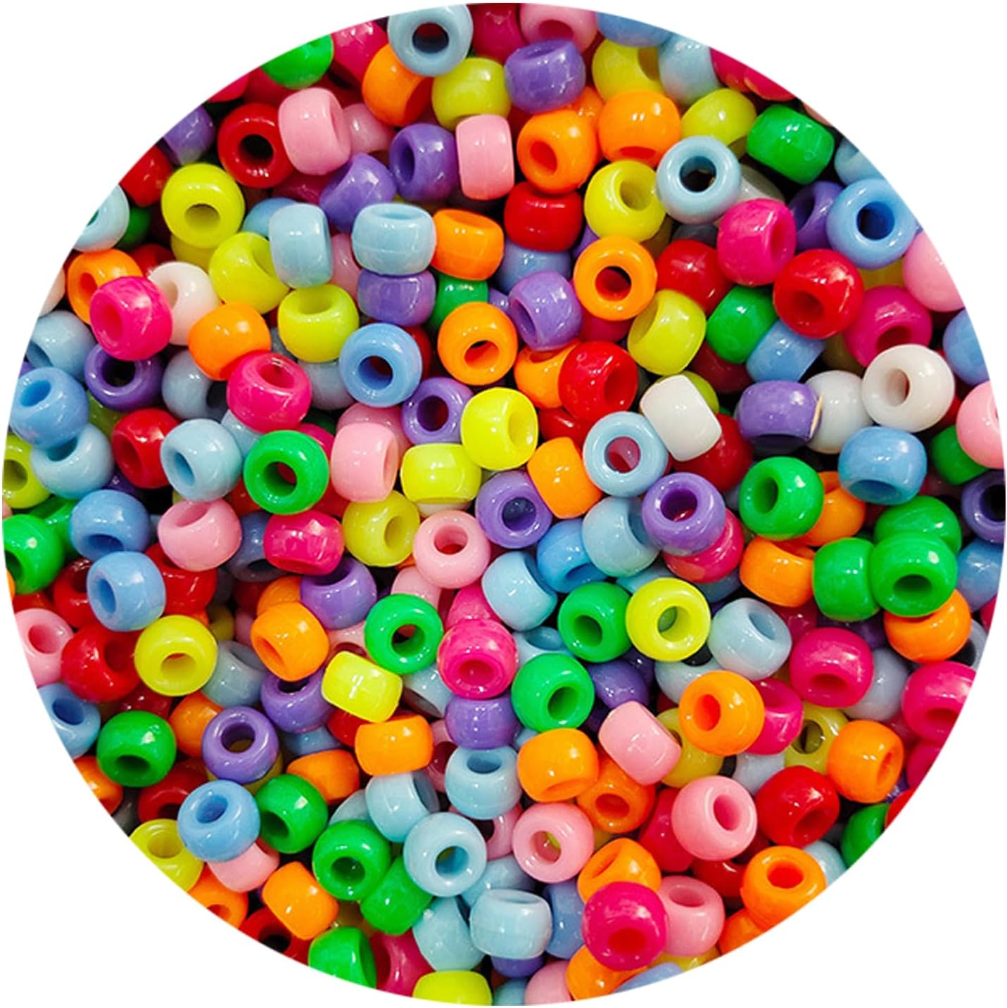 2000+ Pony Bead Bulk 6x9mm Multi-Colored Plastic Craft Beads Set, Bulk Hair Beads 10 Assorted Colors for DIY Crafting Jewelry Making Bracelets