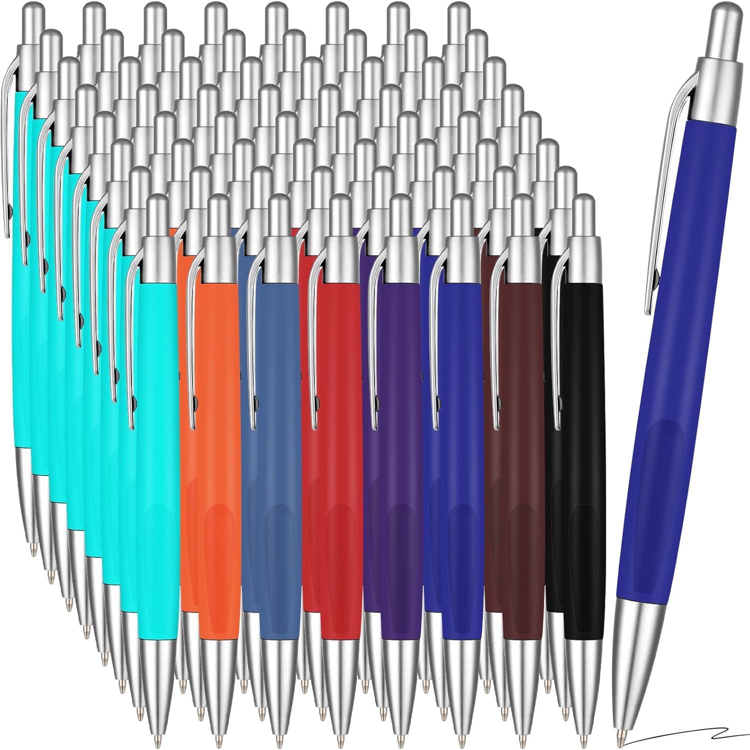 Chrisfall 64 Pack Retractable Ballpoint Pens Bulk Black Ink Pens 0.7mm Small Smooth Writing Aesthetic Pens for Pocket Notebook Office Work School