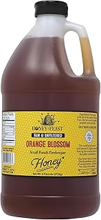 HONEY FEAST Raw Orange Blossom Honey - 6lb Bulk Honey, All Natural, Unfiltered, Unheated Honey from Oranges, Perfect for Sweetening & Baking