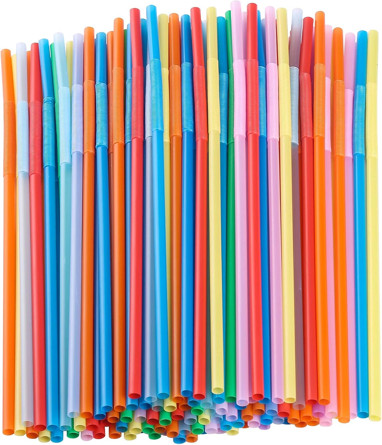 200 Pcs Disposable Drinking Straws, 12.8inch Extra Long Colorful Long Flexible Bendy Straws (0.23'' diameter)