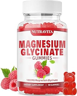 Magnesium Glycinate Gummies 1000mg with Magnesium L-Threonate,Chelated Magnesium Potassium Complex Supplement with VitD, B6, CoQ10, Calcium,Supports for Memory, Calm, Mood - 90 Gummies