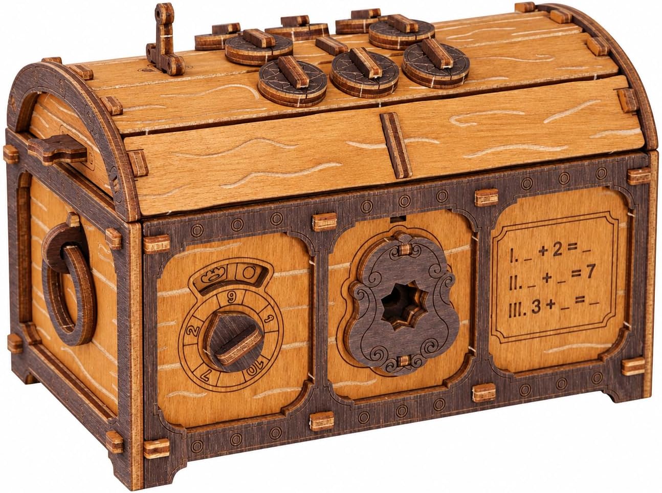 WOODEN.CITY Treasure Chest Puzzle Box for Adults – Build-and-Solve Escape Room Brain Teaser with Hidden Compartment, Wooden 3D Puzzle Kit, Made in EU