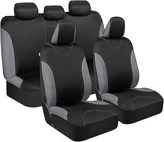 BDK UltraSleek Gray Seat Covers for Cars, Two-Tone Front Seat Covers with Matching Back Car Seat Cover, Made to Fit Most Auto Truck Van SUV, Interior Car Accessories, Car Seat Covers Full Set