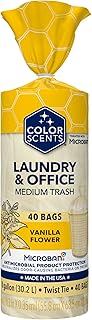 Color Scents Medium Trash Bags - 8 Gallon, 40 Bags (1 Pack of 40 Count), Twist Tie - Ivory Bag in Vanilla Flower Scent with Microban