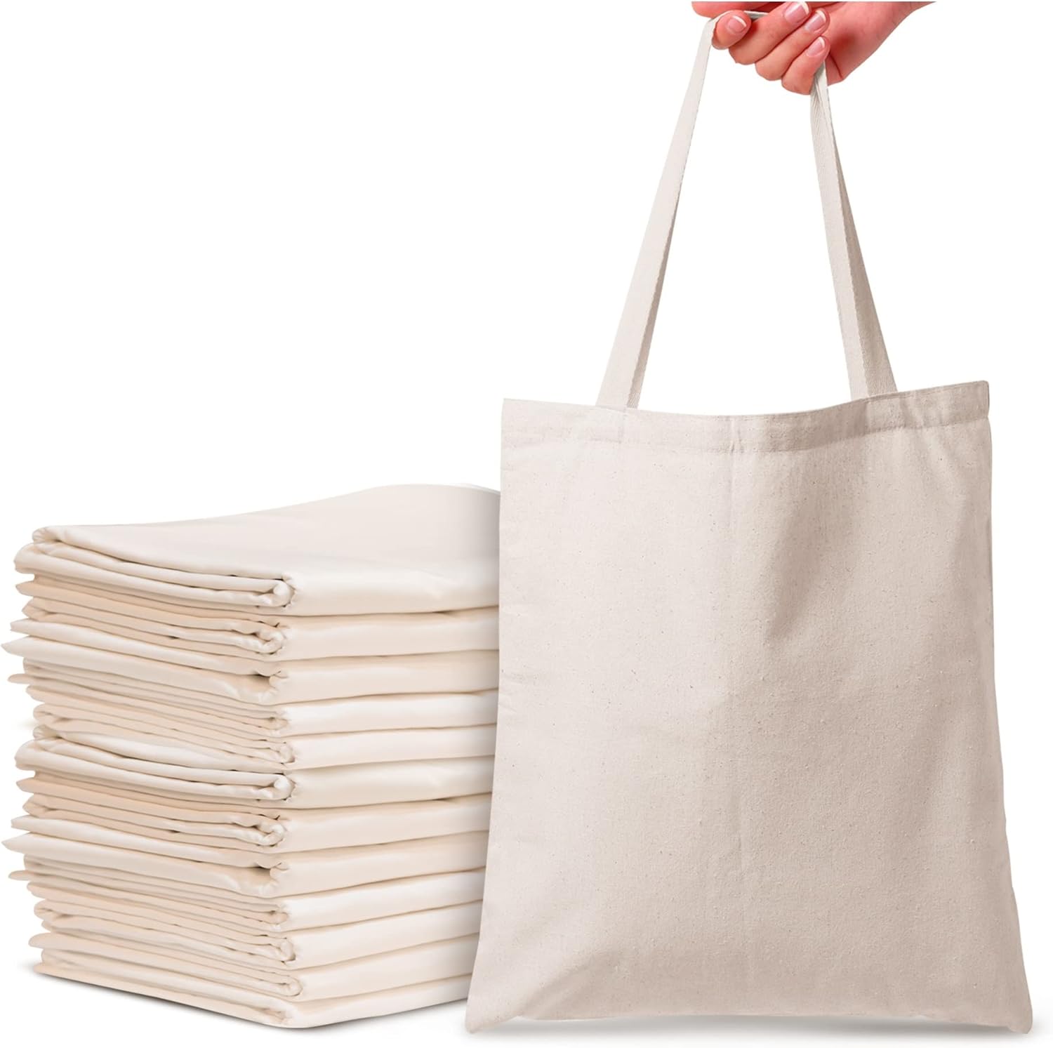 Top Urban Tote Bag Plain Natural Cotton Bag Ideal for Shopping Printing and Decoration Lightweight Reusable Canvas Fabric Bags for DIY, Advertising, Promotion, Gifts