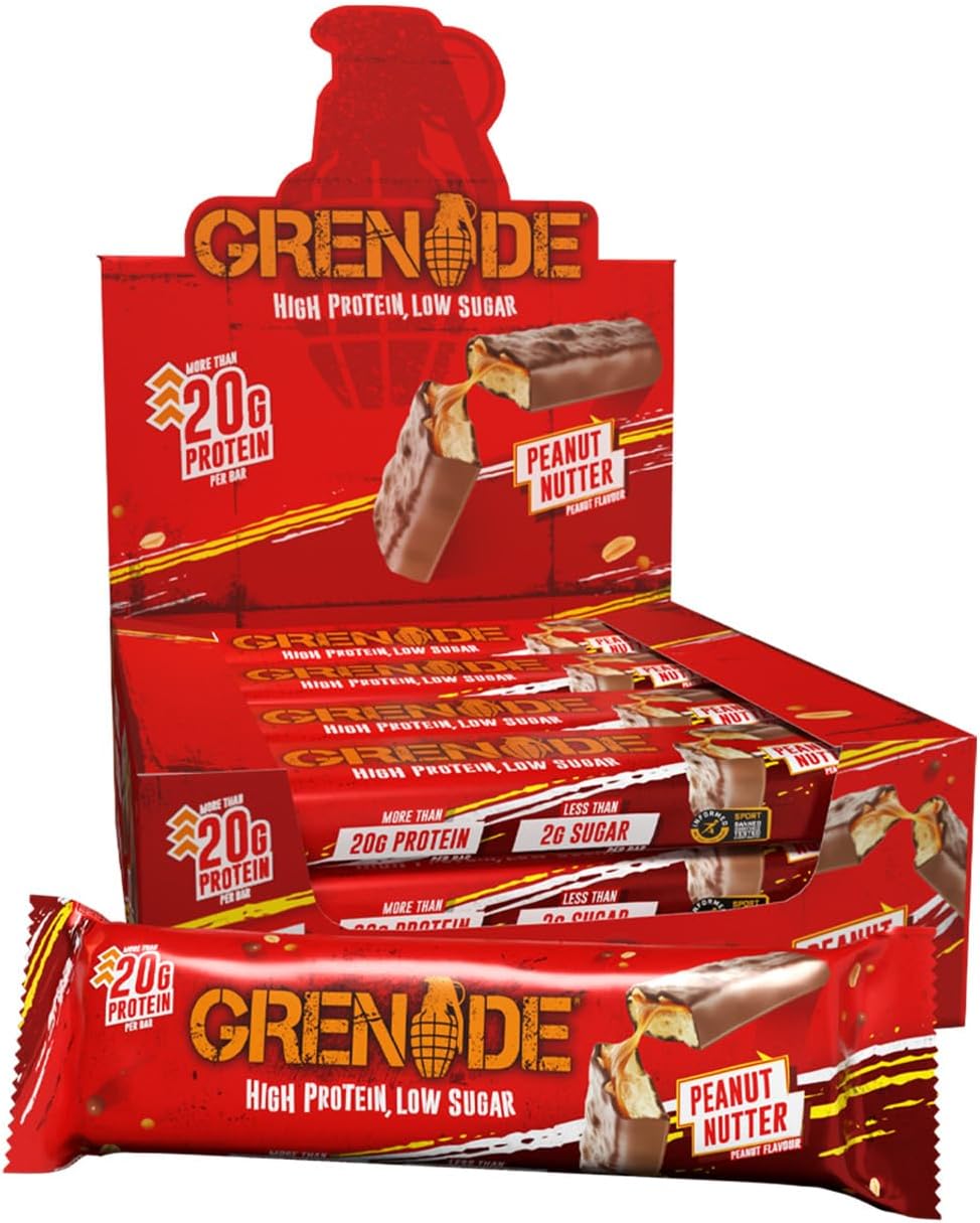 Grenade High Protein, Low Sugar Bar - Peanut Nutter, 12 x 60 g (Packaging May Vary)