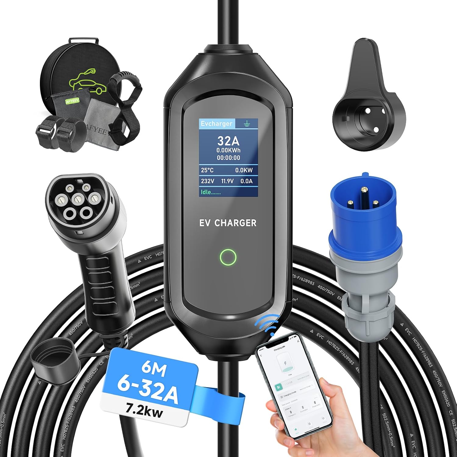 7.2kW Type 2 Charging Cable 6M, 6/8/10/13/16/20/24/32A