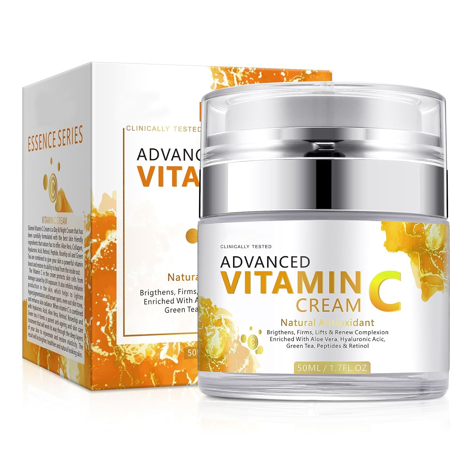 Vitamin C Face Cream With Nicotinamide & Hyaluronic Acid, Anti Aging Moisturizer For Reducing Wrinkles, Fine Lines & Tightening Skin