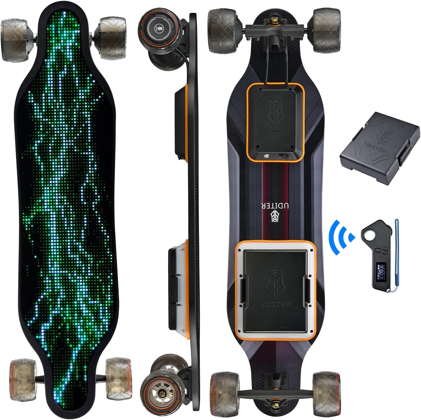S3/Pixel Rider Electric Skateboards with Remote and Swappable Battery/Top Speed 28 Mph/2 * 600W Motors/12Miles/25Miles Max Range Electric Longboards for Adult＆Beginner