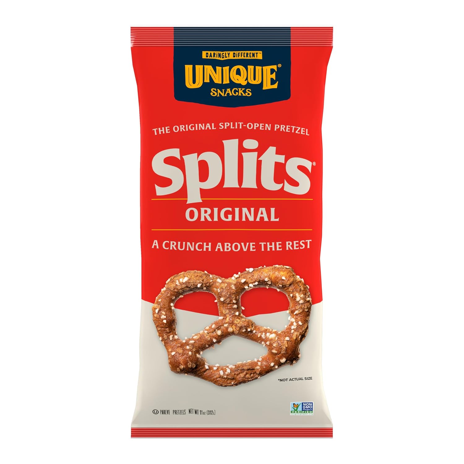 Unique Snacks Original Splits Pretzels, Crunch, Pack of 12