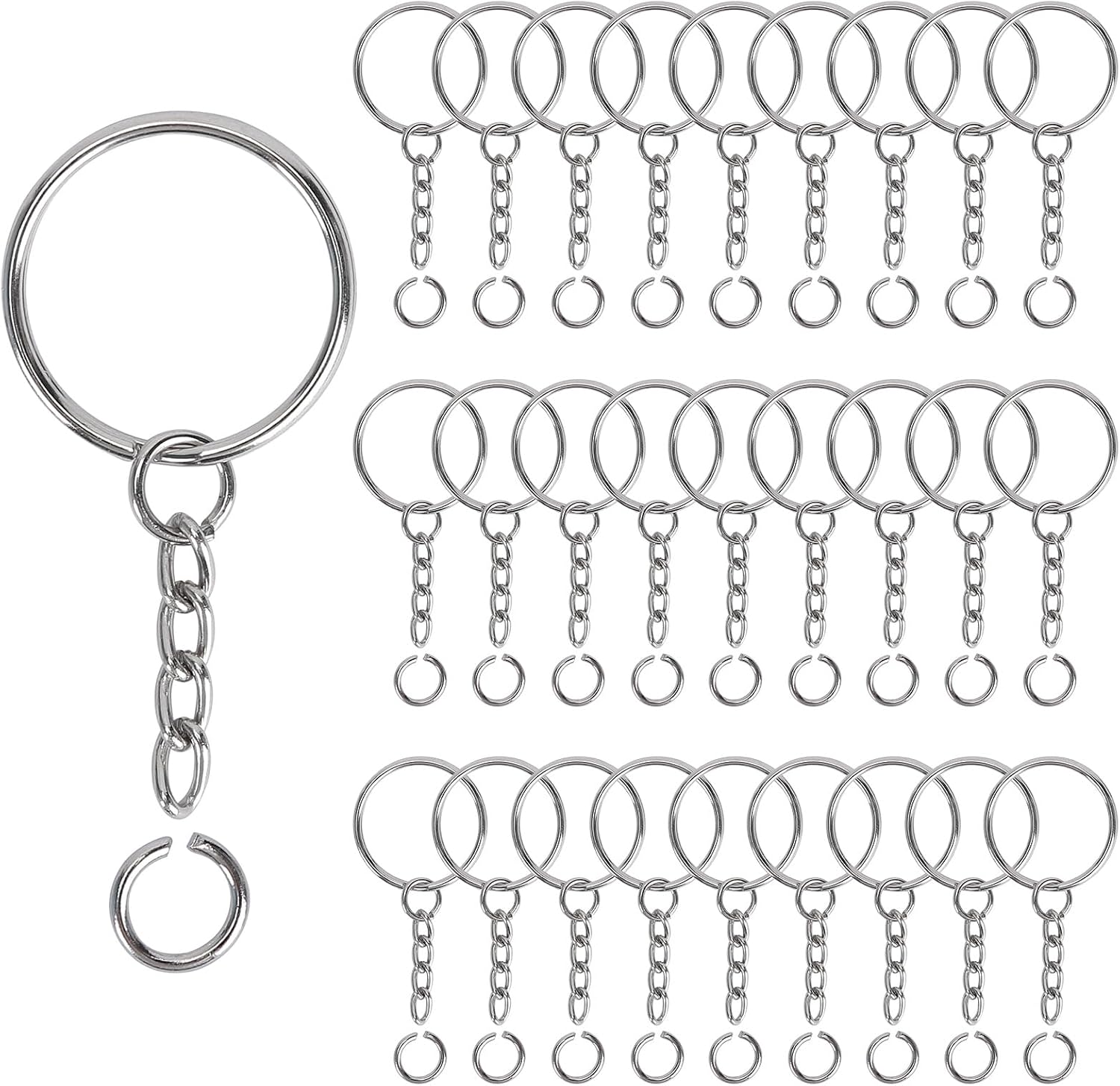 120PCS Keychain Making Supplies, 60PCS Key Chain Rings with Chain and 60PCS Jump Rings, Keychains Bulk Rings Making Kit for Crafts