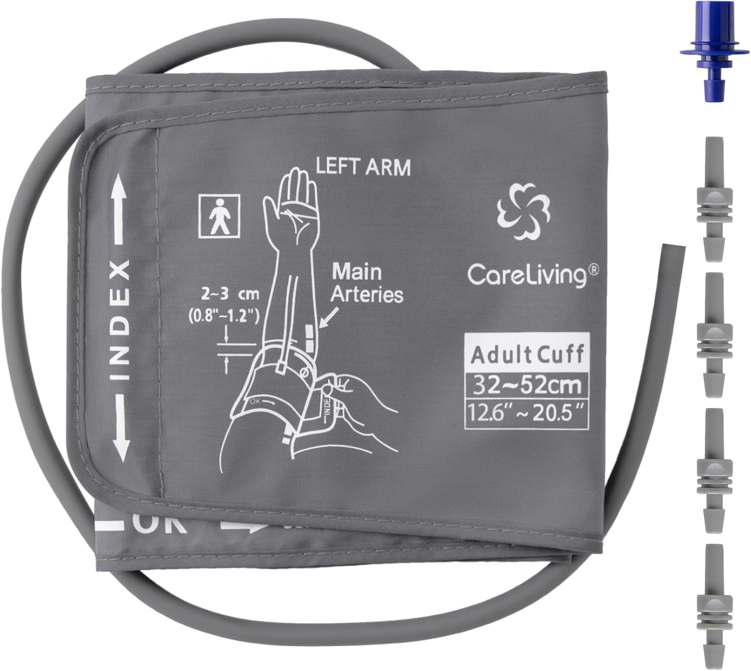 XL Blood Pressure Cuff 12.6”-20.5” Inches (32-52CM), Adult Cuff, Compatible with Most Monitors, ARM Blood Pressure Replacement Cuff with 5 Connectors