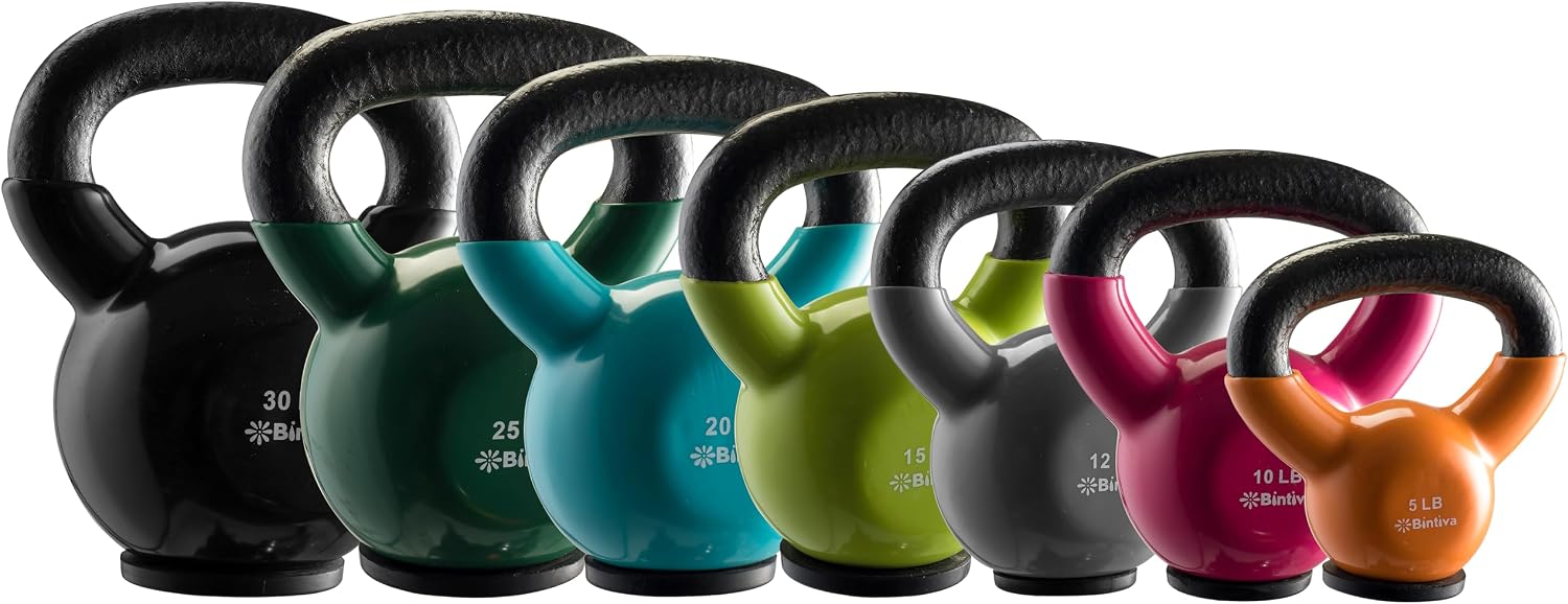 Kettlebell Sets Professional Grade - Strength Training Kettlebells for Home Workout - Cast Iron Kettle Bell Weight Sets for Men & Women with Special Protective Bottom