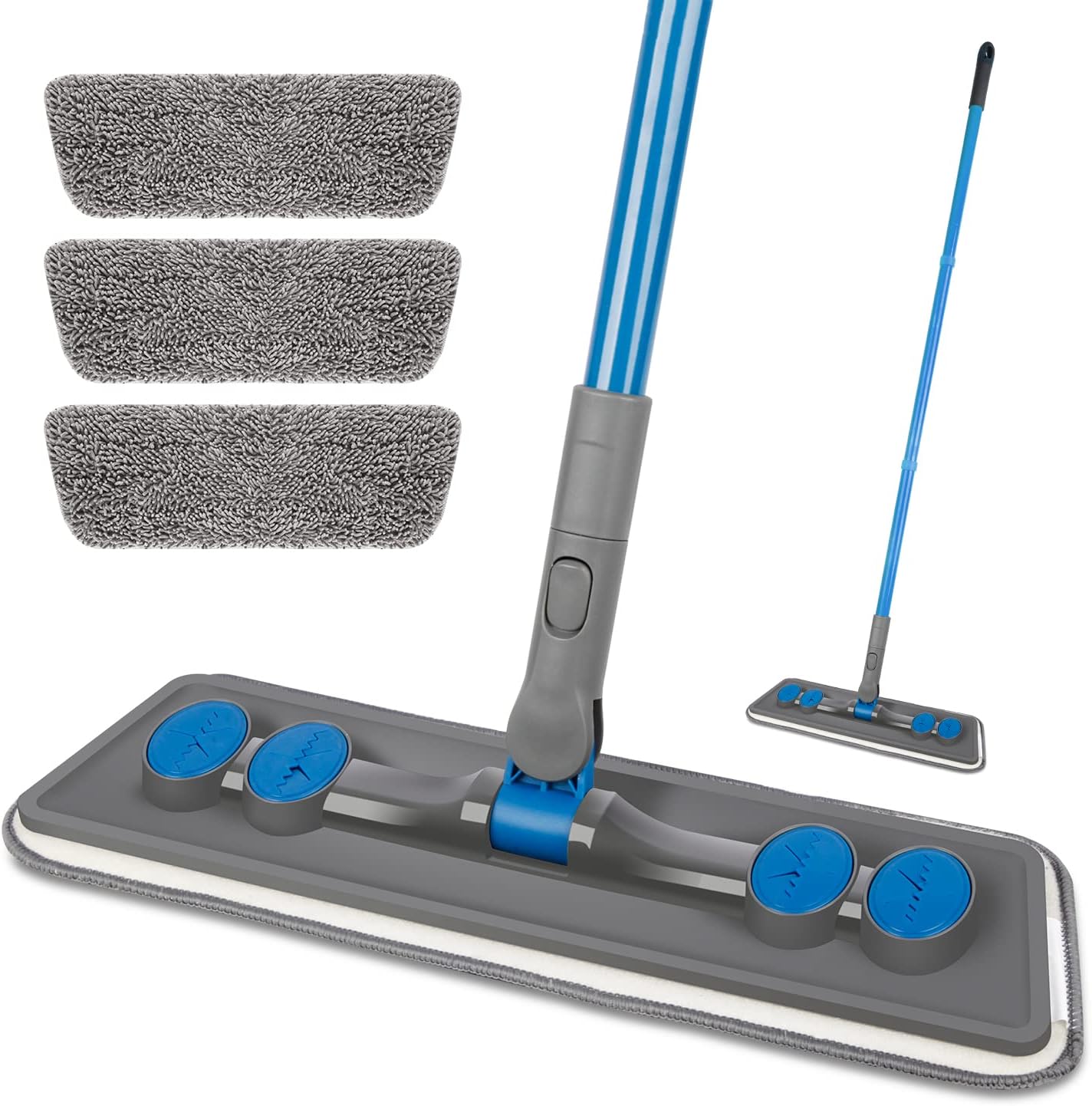 Microfibre Floor Mop for Cleaning Floors - FORSPEEDER Flat Floor Mop for Laminate Wooden Hard Floor Vinyl Tile, Dust Wet Dry Mop for Kitchen Bathroom Wall Cleaning with 3 Washable Chenille Pads