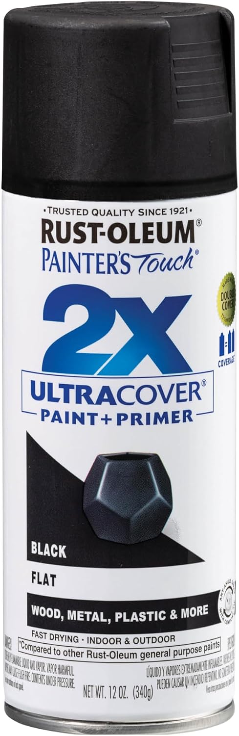 Rust-Oleum Painter's Touch 2X Ultra Cover Spray Paint, Flat Black