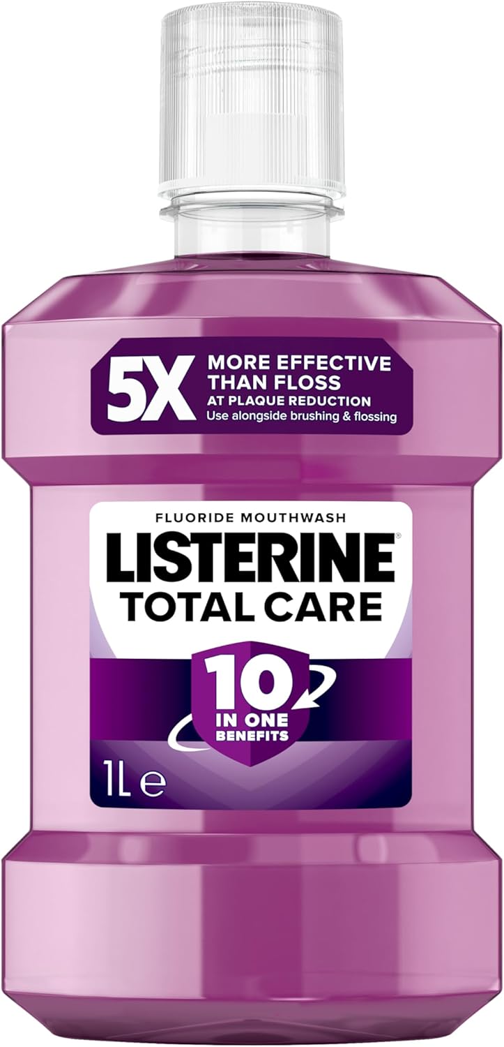 Listerine Total Care Antibacterial Mouthwash (1000ml), Caring and Cleansing Mouthwash with 10-in-1 Benefits, Clean Mint-Flavoured Mouthwash to Freshen Breath