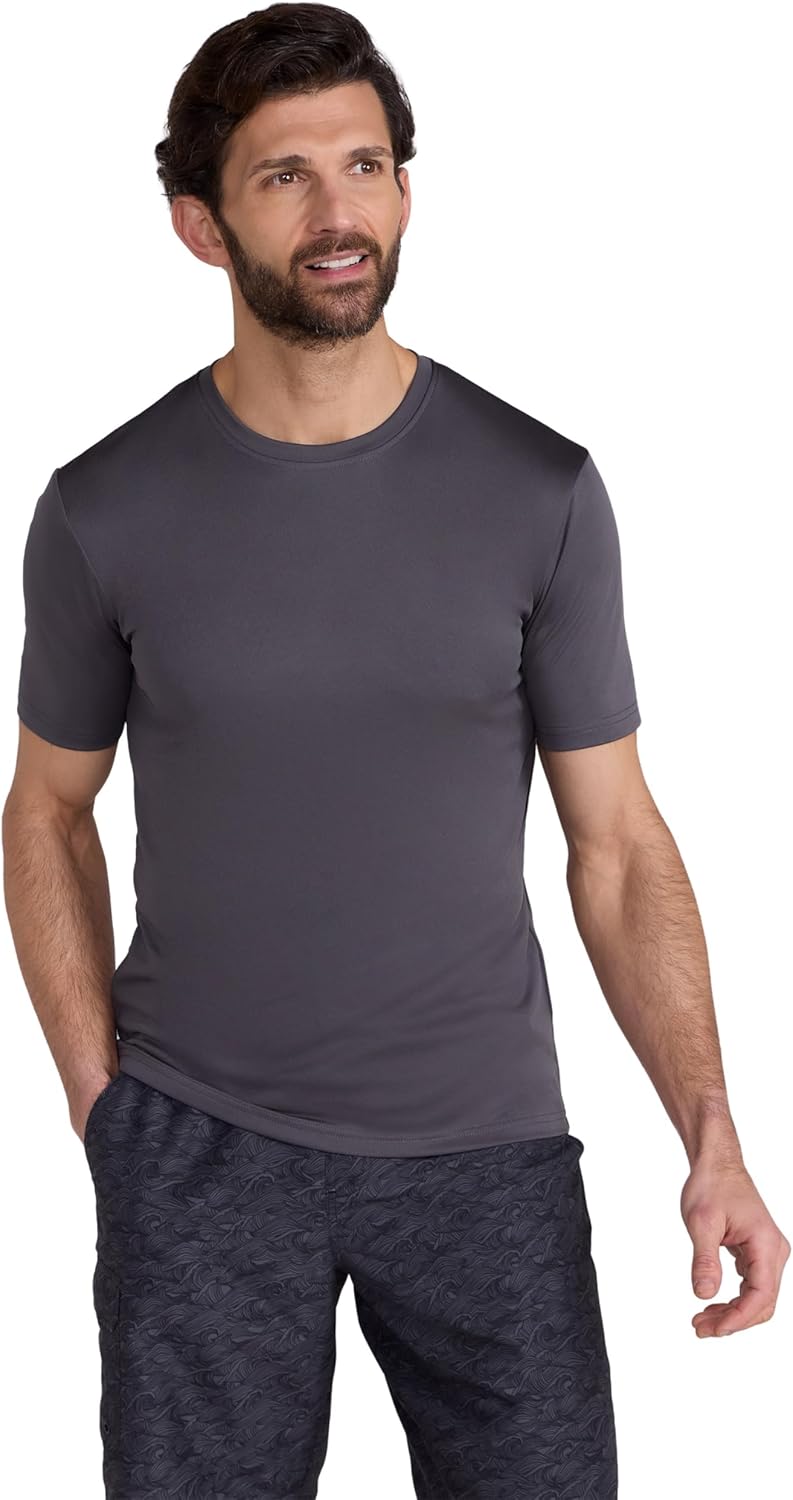 Mountain Warehouse Essentials Mens Swimming T-Shirt - Lightweight & Stretchy Rash Vest with UPF 50+ - Summer Beach, Swimming, Pool, Diving & Water Sports