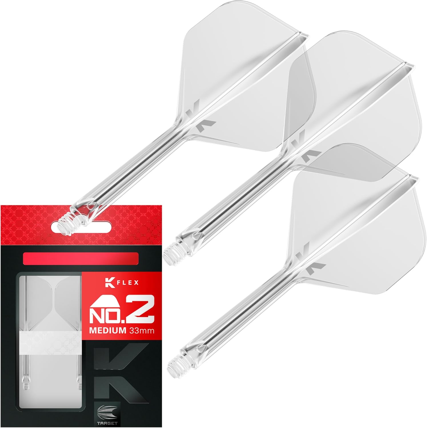 Target Darts K Flex Integrated Dart Flights And Shafts, No.2 | Pack Of 3 K-Flex - No2, Kflex All In One Moulded Dart Flight & Stem Lengths: Short, Intermediate & Medium | Professional Dart Accessories