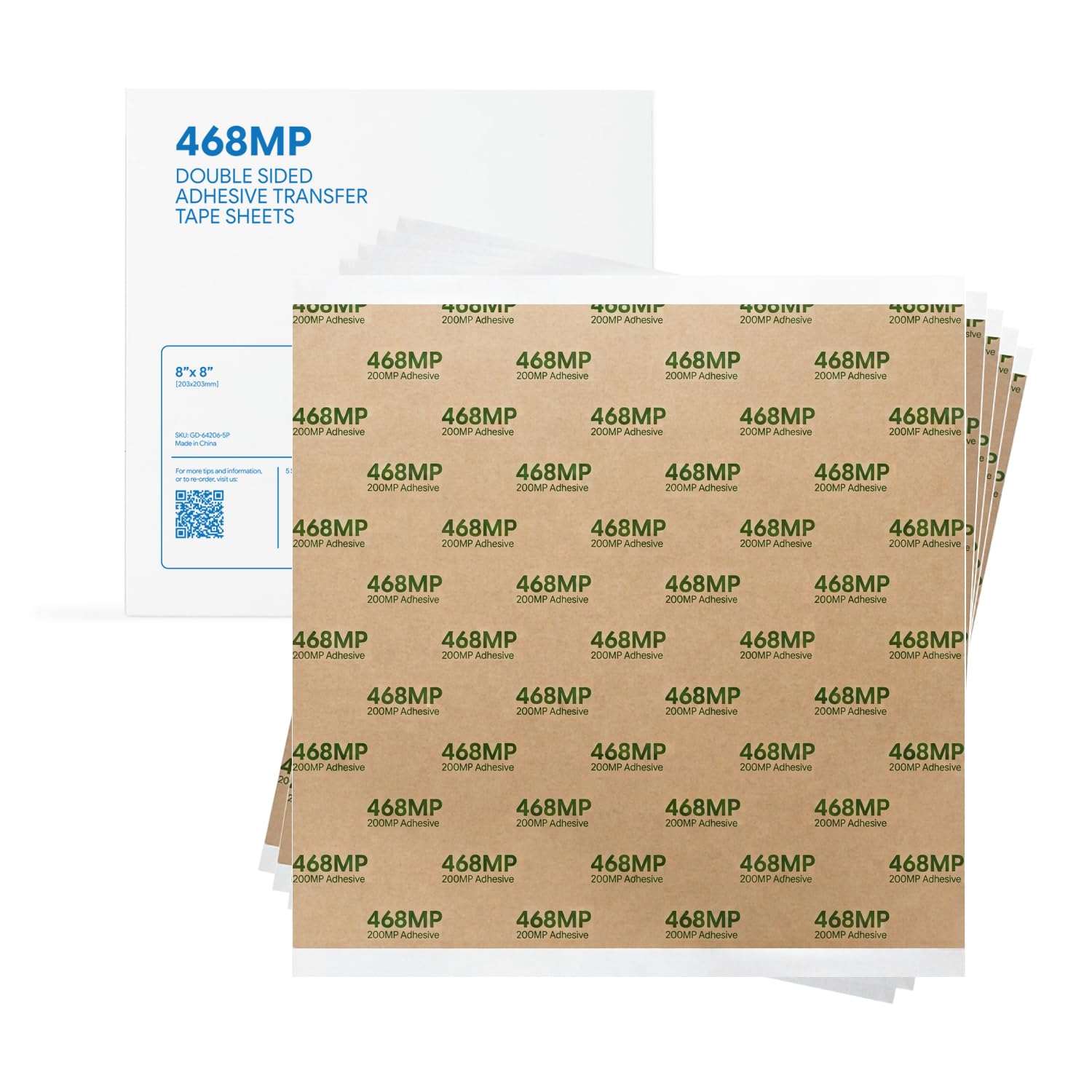 Gizmo Dorks 468MP Double Sided Adhesive Transfer Tape Sheets - 8 x 8 in