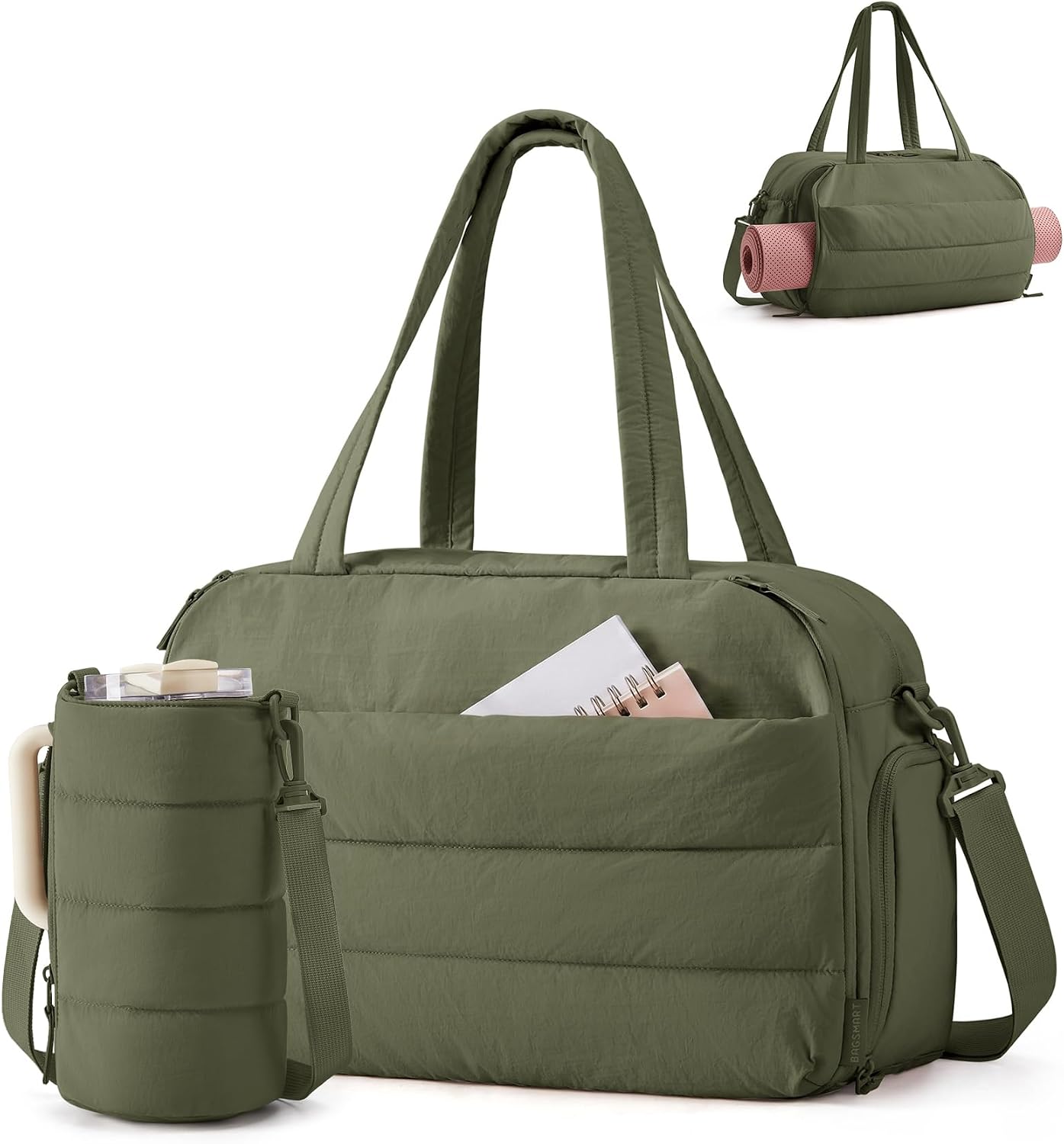 BAGSMART 2 Set Gym Bag for Women, Yoga Bag with Water Bottle Holder