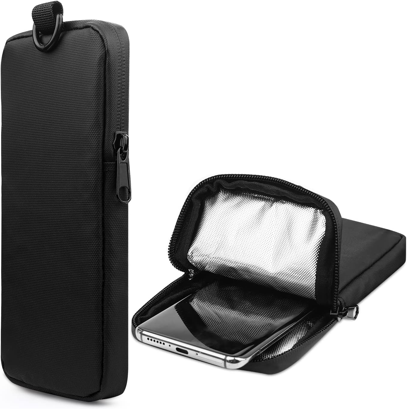 WALLFID 2PCS Thermal Phone Case Bag with and Keyring,Prevent Phone from Dropping Battery due to Cold Weather,for 6.7 inches Phones and Power Banks and Wireless Headphones Black